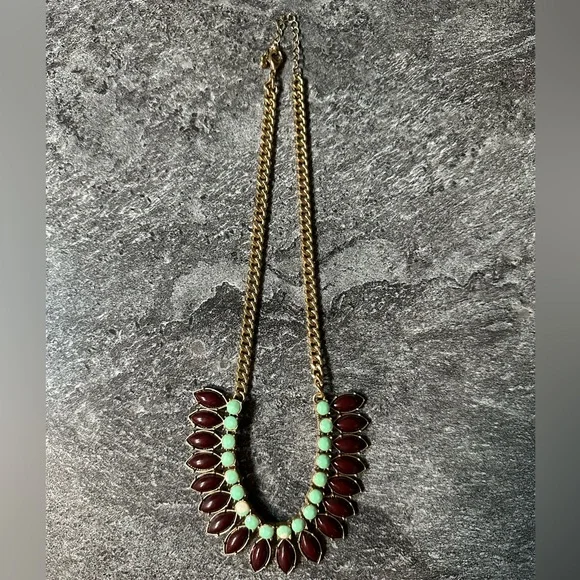 Vintage Gold Chain Necklace with Marquise Cut Stones - Picture 5 of 5